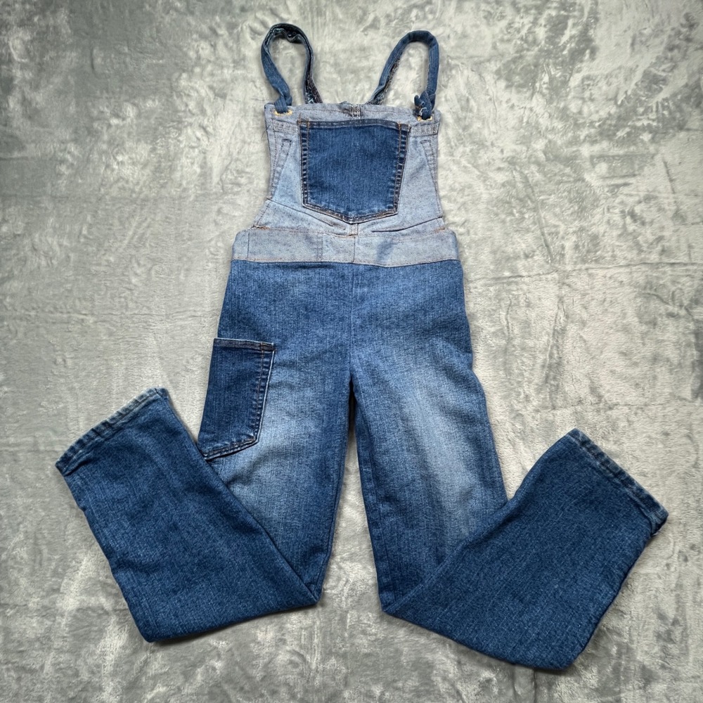 Wrangler Hero Overalls Girls Blue Denim Patchwork Straight Leg Carpenter 10